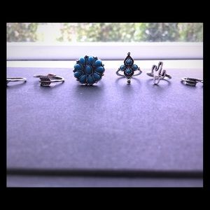 Set of six midi rings